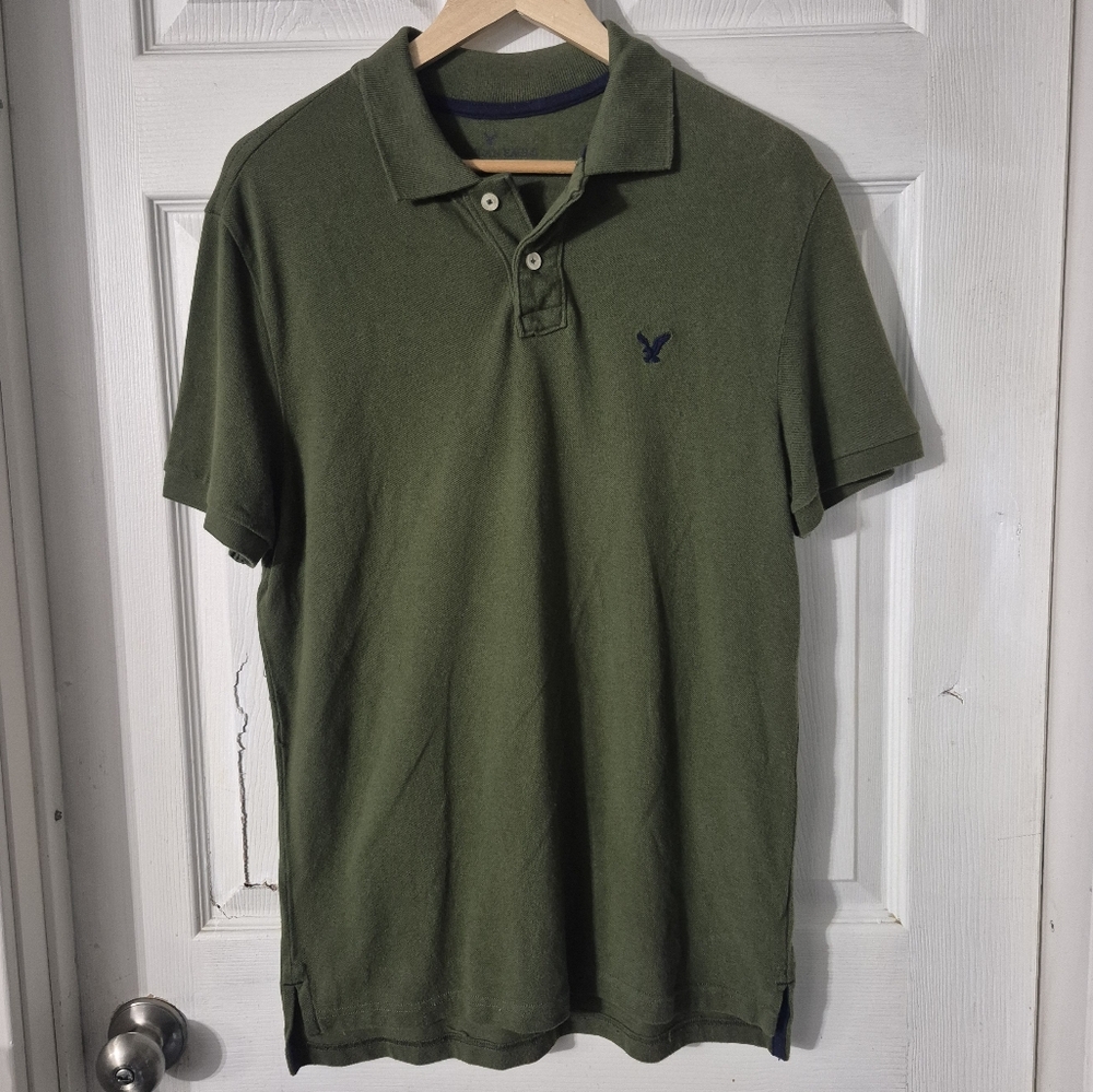 Men's American Eagle Dark Green Polo Shirt Sz M